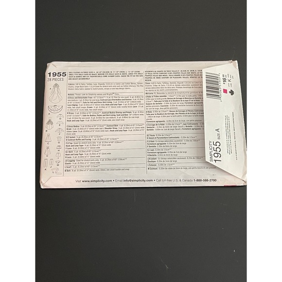 00461 - Simplicity 1955 Fairytale Wedding Dress Doll Clothes Pattern‎ UNCUT Sz A - Picture 3 of 3